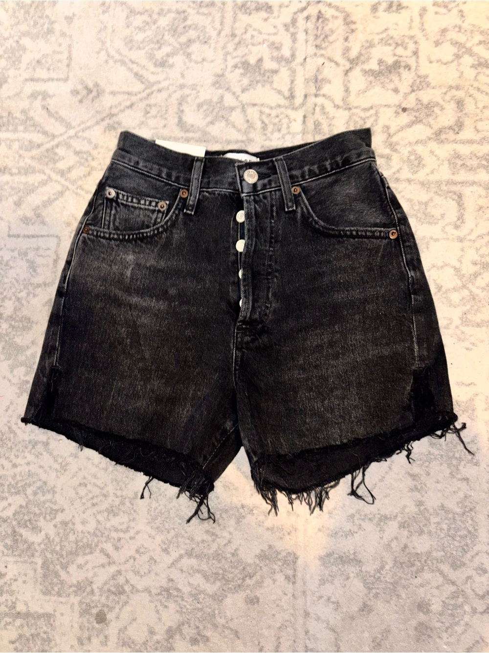 Agolde Black High-Rise Button-Fly Denim Cutoff Shorts